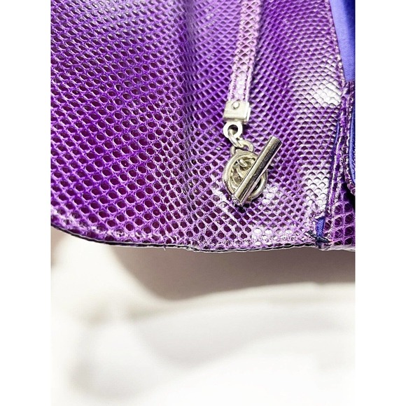 Judith Leiber Vintage Purple Lizard Rhinestone Handbag Purse Clutch Silvertone - Picture 7 of 7